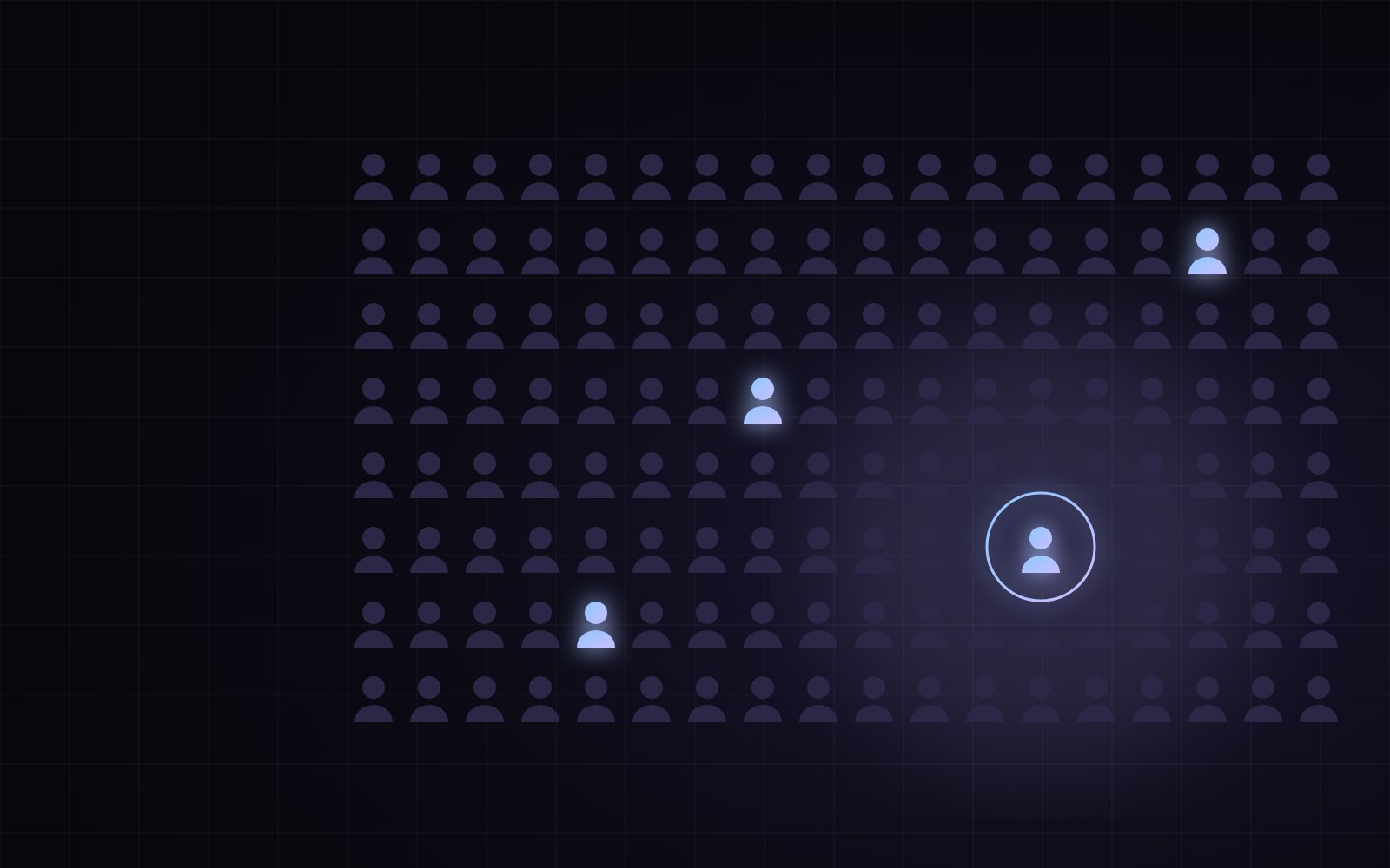 Illustration: a field of people with a few matched